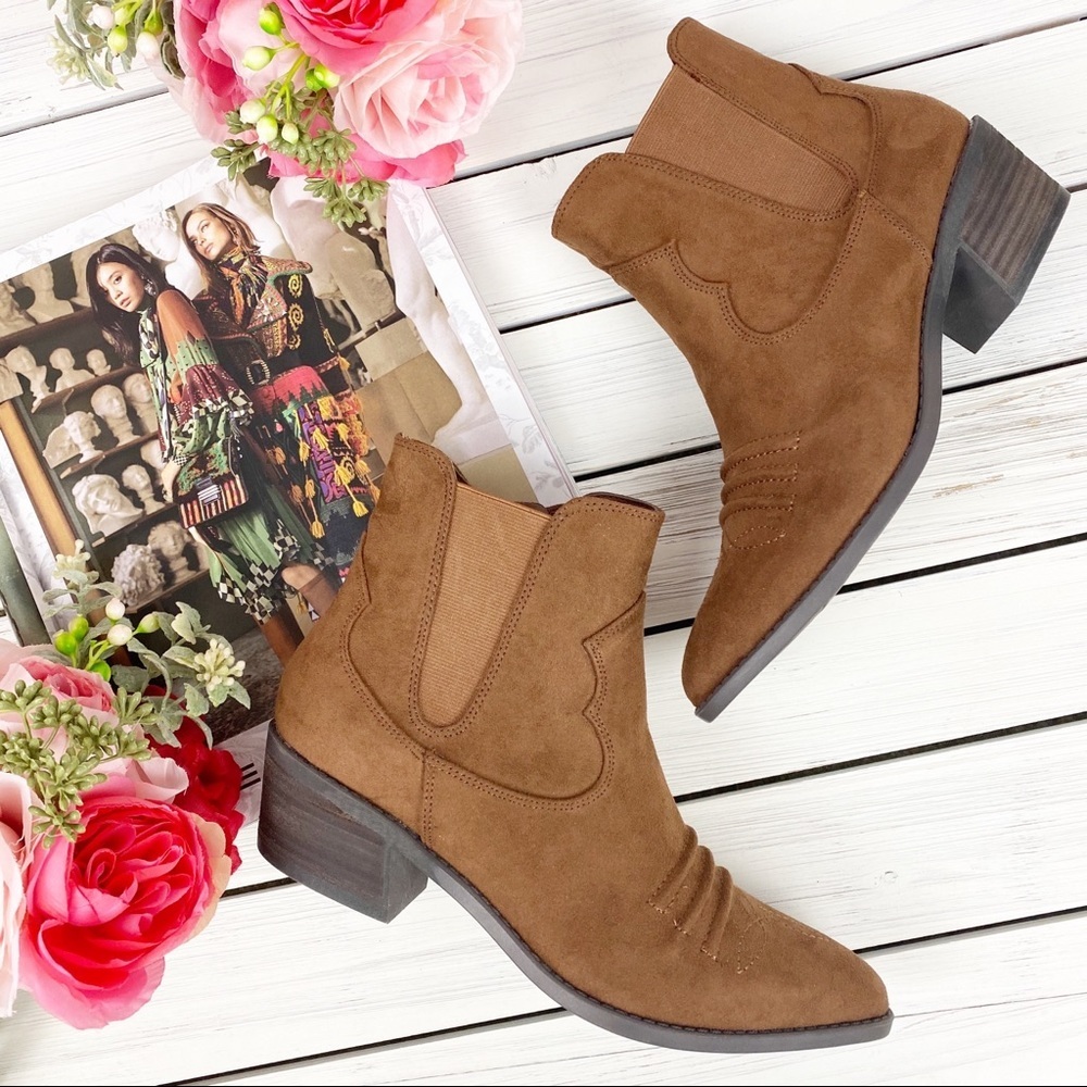 Carlos by Carlos Santana Montana Western Boho Ankle Boots Brown